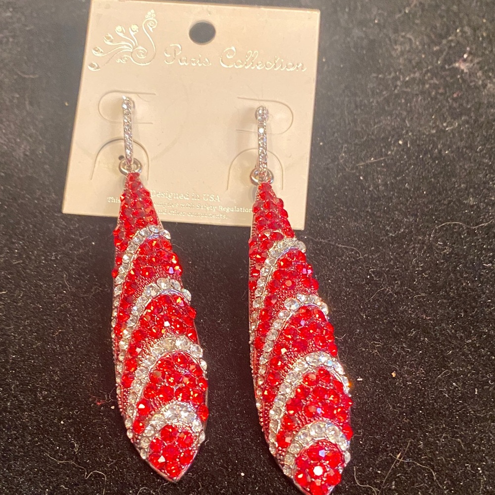 Red Crystal Teardrop Earrings